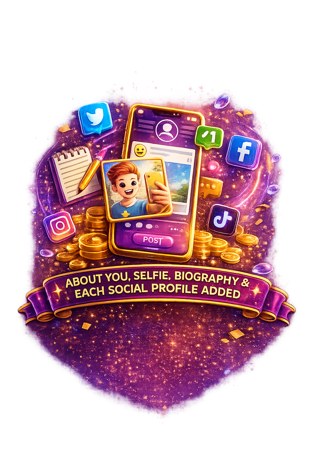 Add About You, Selfie & Biography