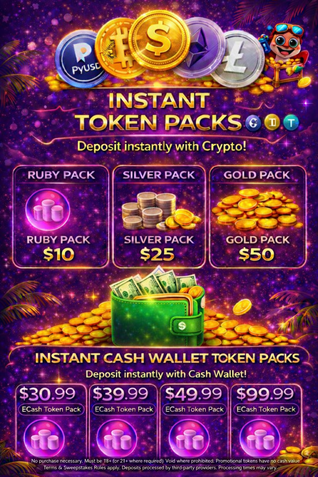 Instant Token Packs - Crypto and Cash Wallet